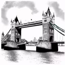 a drawing of the tower bridge, london