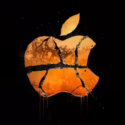 an apple logo on the side of a glass window