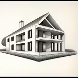 a drawing of an outline of a house,this is a house drawing with white background