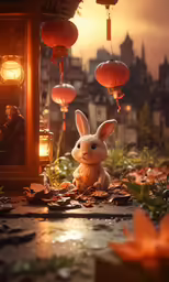 bunny rabbit stuffed animal in the middle of leaves