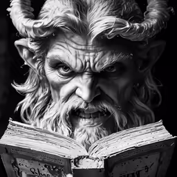 the head and hands of a wizard reading a book