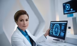 a young lady is holding up the screen to show her scan image