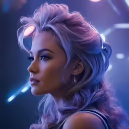 a female in a ponytail with some lights