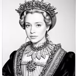 a drawing of a woman wearing a tiara