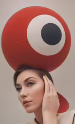 a woman standing in front of a large object