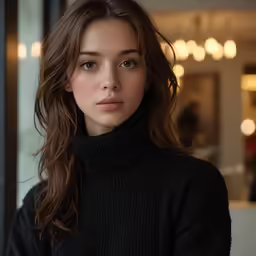 the girl in the black sweater has blue eyes