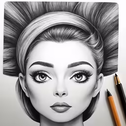 the head of a woman is drawn in pencil