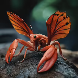 the orange bug is looking into the camera