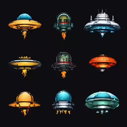 a group of alien like objects in a black background