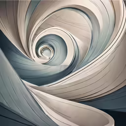an artistic photo with blue and white stripes in the form of a spiral