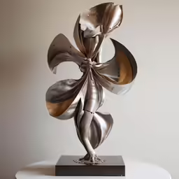 a sculpture on a white surface with some art work
