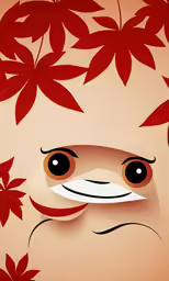 an illustration with a paper face surrounded by leaves