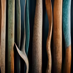 a group of surfboards with different colors of them