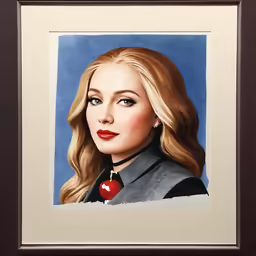 a painting of a woman with blond hair and blue eyes