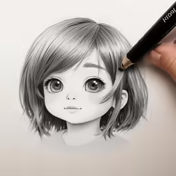 a person is drawing a sketch of a girl with eyes
