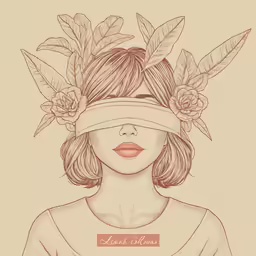 a woman with her head in an blindfold