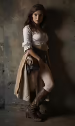 the woman is dressed in all kinds of costumes