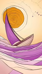 an abstract painting with purple and orange
