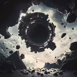 an open concept scene in which there are very small rocks surrounding the sky