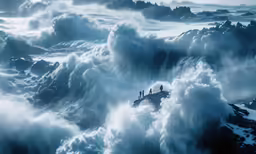 several men on surfboards ride atop waves in the ocean