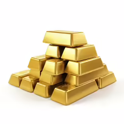 gold bars are stacked high on top of each other