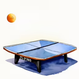a table tennis ball floating on a ping pong paddle