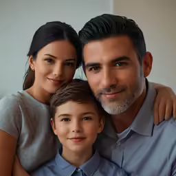 the man and boy are posing for a photo