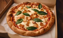 a small pizza that has some veggies on it