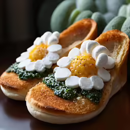 a pair of bread with flowers on top of it