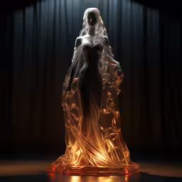 an artistic view of the faceless dress on display,a digital painting of a woman wearing a dress