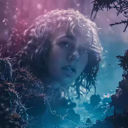 a young woman is standing by a tree in the snow