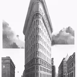 this vintage drawing shows the corner of the corner of a building