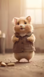 a hamster is standing on its hind legs