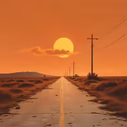 there is a empty road in a desert