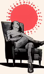 an image of a woman sitting in an armchair and reading