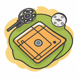 a ball, a piece of wood, and some objects