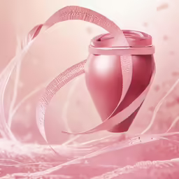 an artistic image of a pink heart - shaped container on a wavy background