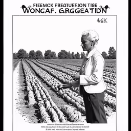 an old woman standing in front of rows of eggs