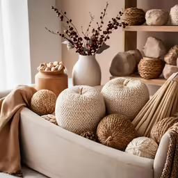 a display is displayed with large balls of yarn