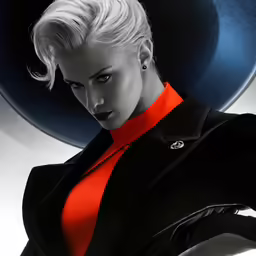 the poster is made to look like a female in a sci - fim outfit