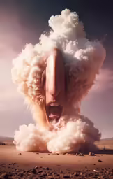 a person is shown sticking out of a huge head
