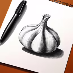 drawing an onion by hand with pen on white paper