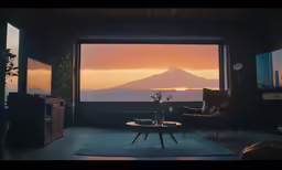a living room area with two chairs and a small table