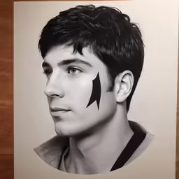 a man with fake eyebrows painted black