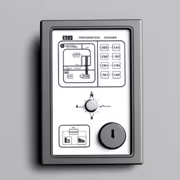 a control panel on a gray surface