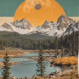 a lake surrounded by a group of mountains