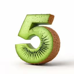 the number five is made up of cut kiwi