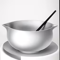 the chopsticks are sticking out of the bowl