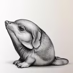 a drawing of a sealet looking up to something below