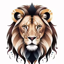 a tattoo style illustration of a lion head